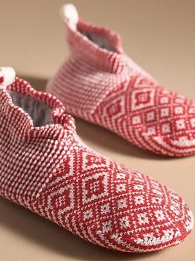 Bombas x Anthropologie Diamond Fairisle Gripper Slippers Size Large Wool Lining